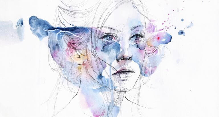 臉部有色彩的女人