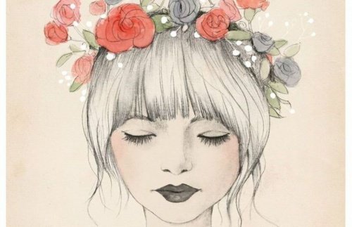 頭髮插花的女生