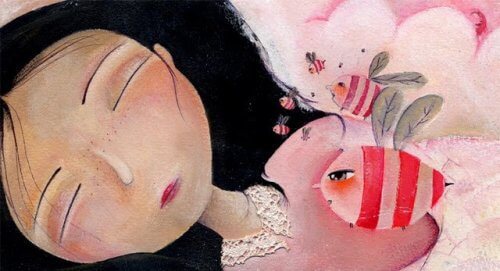 睡覺的女孩和魚